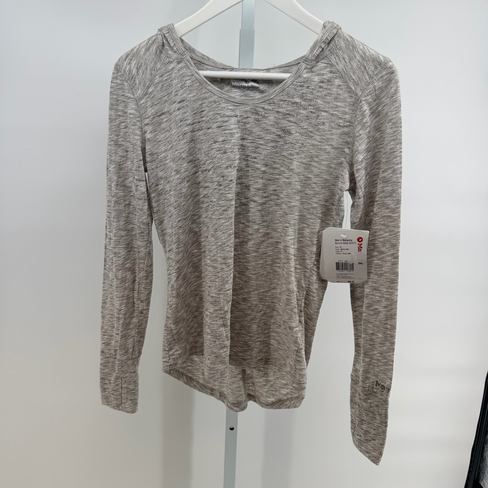 Marmot Natasha Burnout Hoodie in Spacedye White and grey